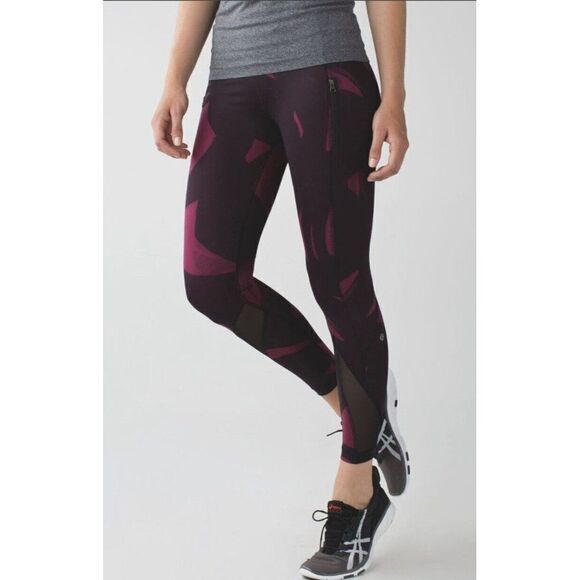 Lululemon All Sport Tights Dashing Spin Stroke All Sport Crop 10 Purple Back - Picture 3 of 7